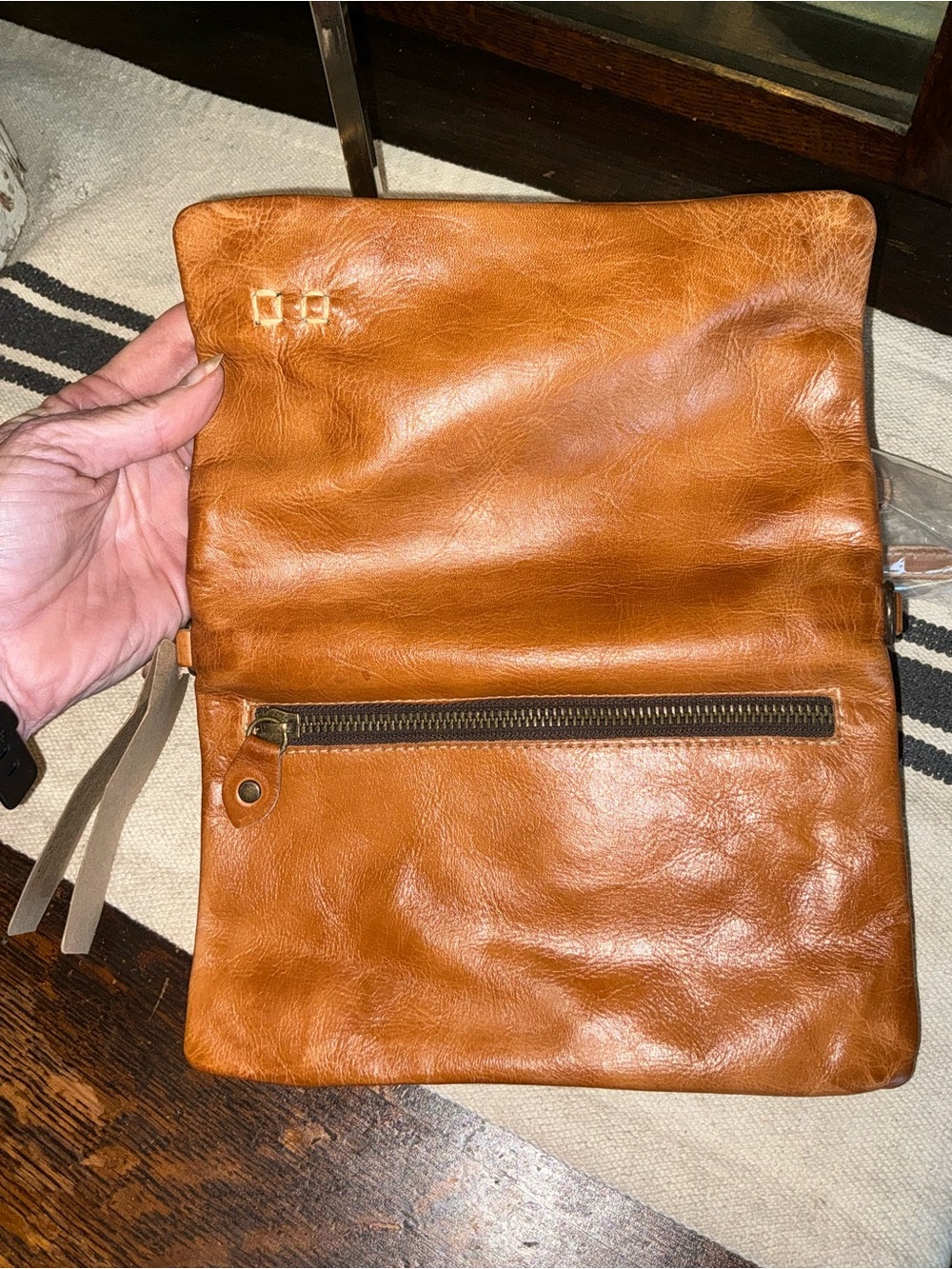 NWT Bed Stu Leather Cadence Wallet Wristlet Crossbody Bag Tan Rustic MSRP $179 - Picture 12 of 15